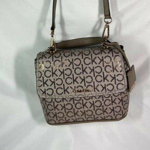 NWT Calvin Klein CK Leilani Satchel Top Handle Brown